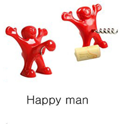 Happy Man Wine Bottle Corkscrew & Cap Opener