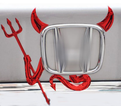 Red 3D Devil Car Decal on the Car